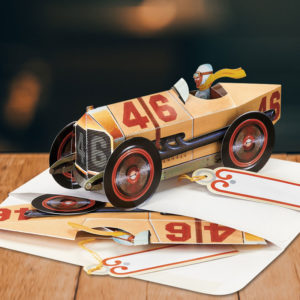 Vintage Race Car Pop Up Greeting Card