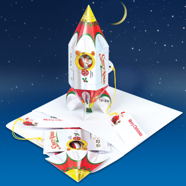 Santa Space-Xmas Rocketship Popup Christmas Card