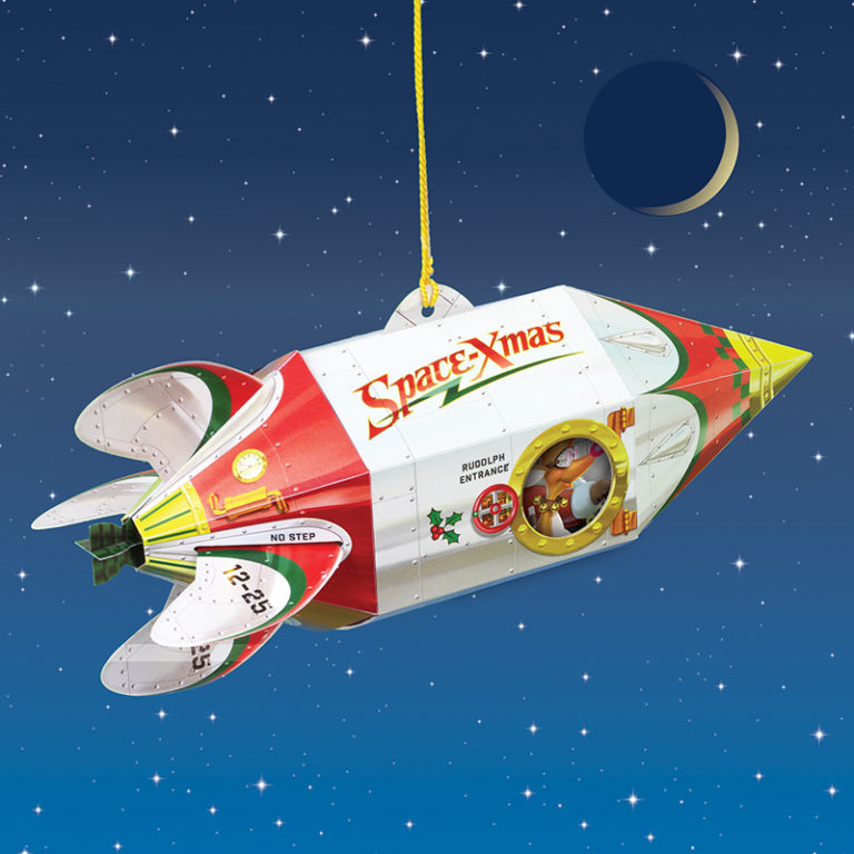'Santa Space-Xmas Rocketship' Pop Up Christmas Card Ornament ...