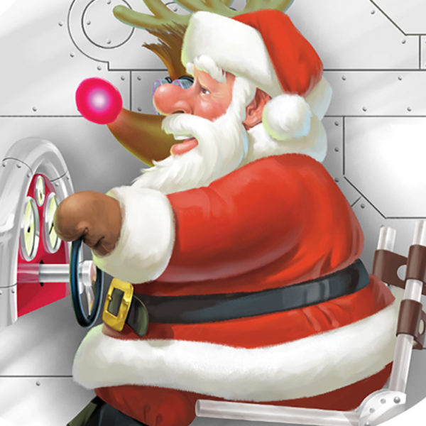 Santa Space-Xmas Rocketship Popup Christmas Card - Santa