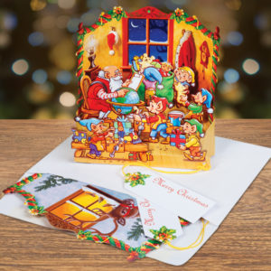 Santas Workshop Christmas Pop Up Card and Ornament