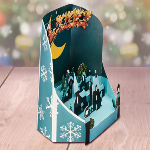 St Nicks Ride - Santa and Reindeers - Pop Up Christmas Card - Side View