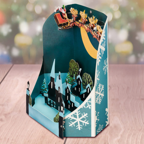 St Nicks Ride - Santa and Reindeers - Pop Up Christmas Card - Side View
