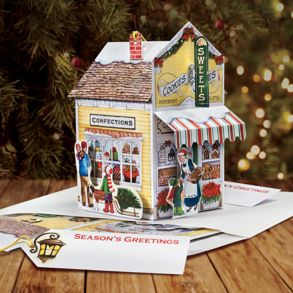 Sweet Shop Pop Up Christmas Card - Side View