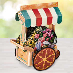 Flower Cart Pop Up Greeting Card - Side View