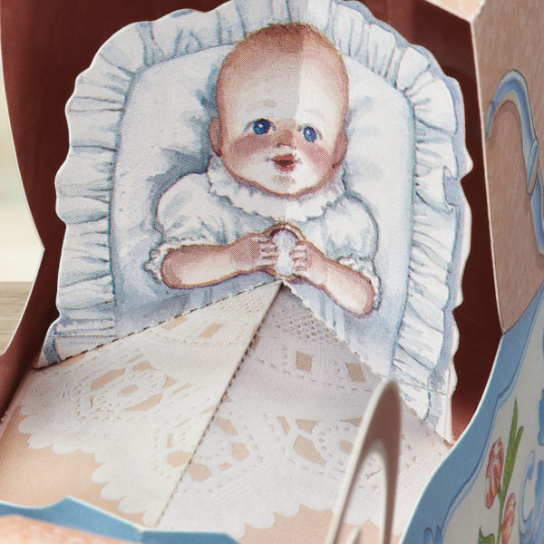 Victorian Pram Baby Birth Announcement Card - Baby Detail View