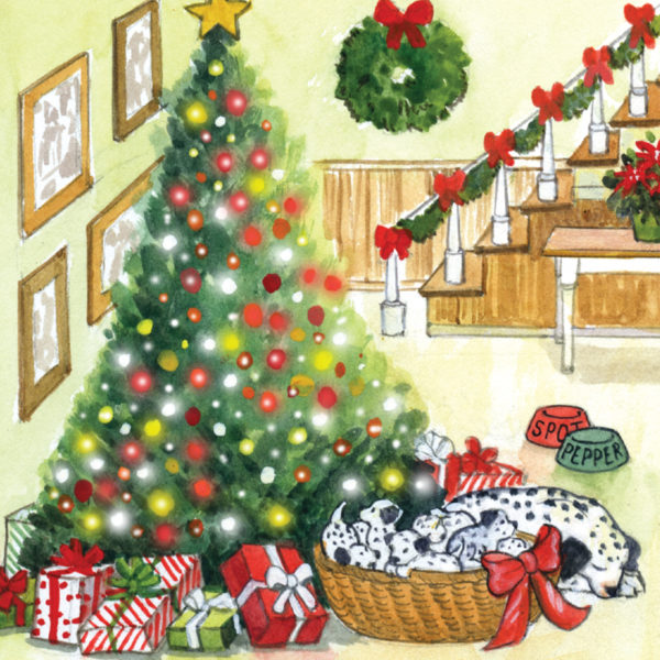 Fire Station Pop Up Christmas Card Ornament - Detail Christmas Tree Dalmatian