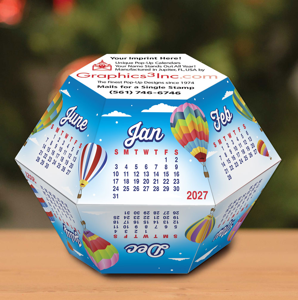 2027 Hot Air Balloons Pop-Up Calendar