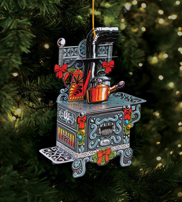 Old Wood Stove Pop-Up Christmas Card Ornament - Image 3